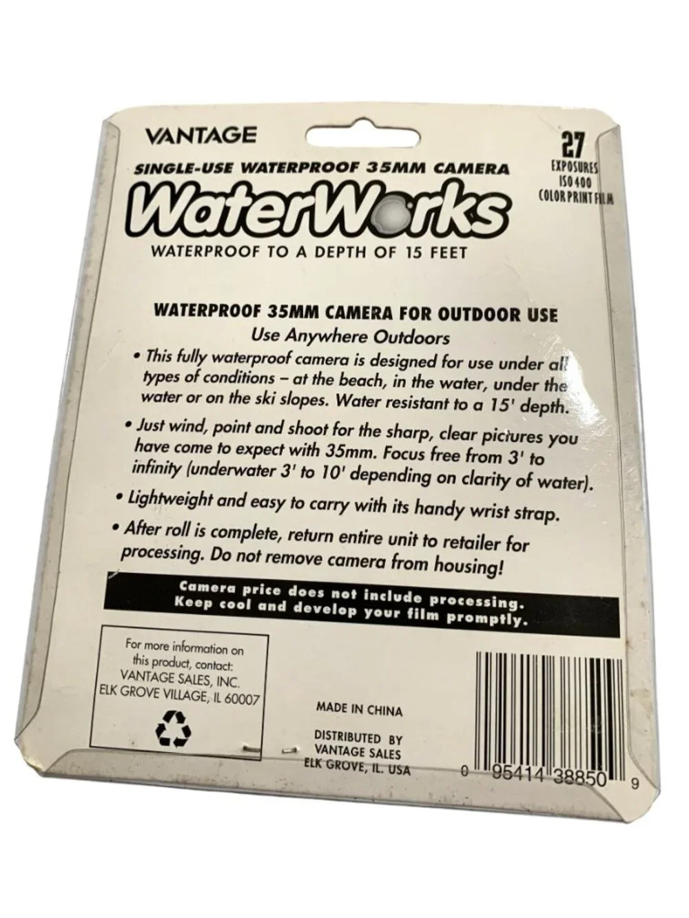 Vintage Vantage WaterWorks Single-Use Waterproof 35mm Camera 27 Exposures